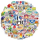 YTSQLER 200 PCS Puerto Rico Stickers, Puerto Rico Travel Souvenirs Stickers for Laptop Water Bottle Scrapbook Guitar, Waterproof Travel Landmarks Decals for Adults Women Men