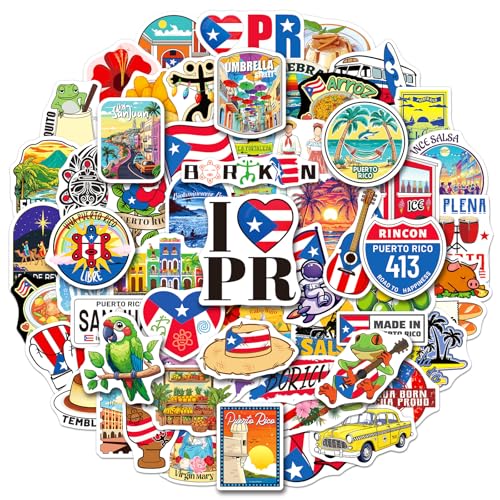 YTSQLER 200 PCS Puerto Rico Stickers Puerto Rico Travel Souvenirs Stickers for Laptop Water Bottle Scrapbook Guitar Waterproof Travel Landmarks Decals for Adults Women Men