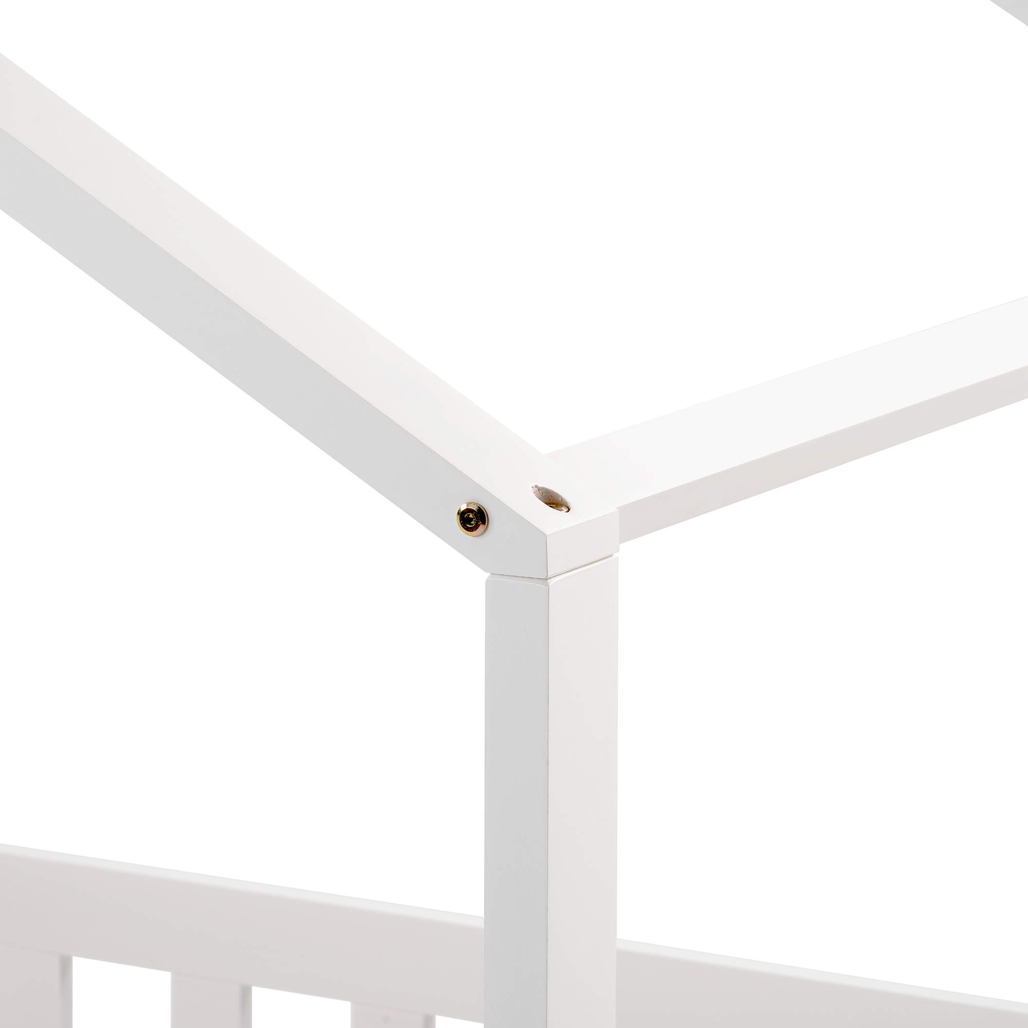 ModernLuxe Cama para niños 90 x 200 cm, Cama Infantil con cajones y Somier Estructura de Madera Pino En diseño de Casa con Reja de Seguridad Protección Blanco (sin colchón)