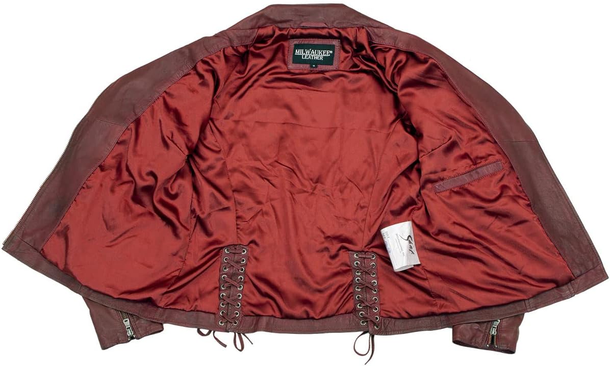 Milwaukee Leather Red Vintage Motorcycle Inspired Vegan Tan Fashion Leather Jacket for Women SFL2812 - Medium - Image 5