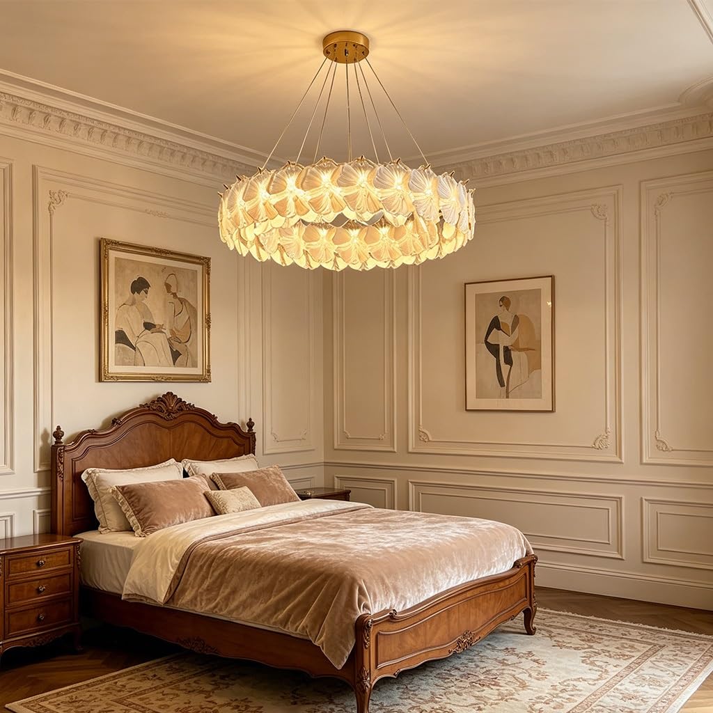 Nowoczesna szklana lampa sufitowa ręcznie wykonana lampa wisząca 25W z pilotem i funkcją ściemniania z diodami LED i bez migotania w kształcie kwiatu do salonu sypialni kuchni