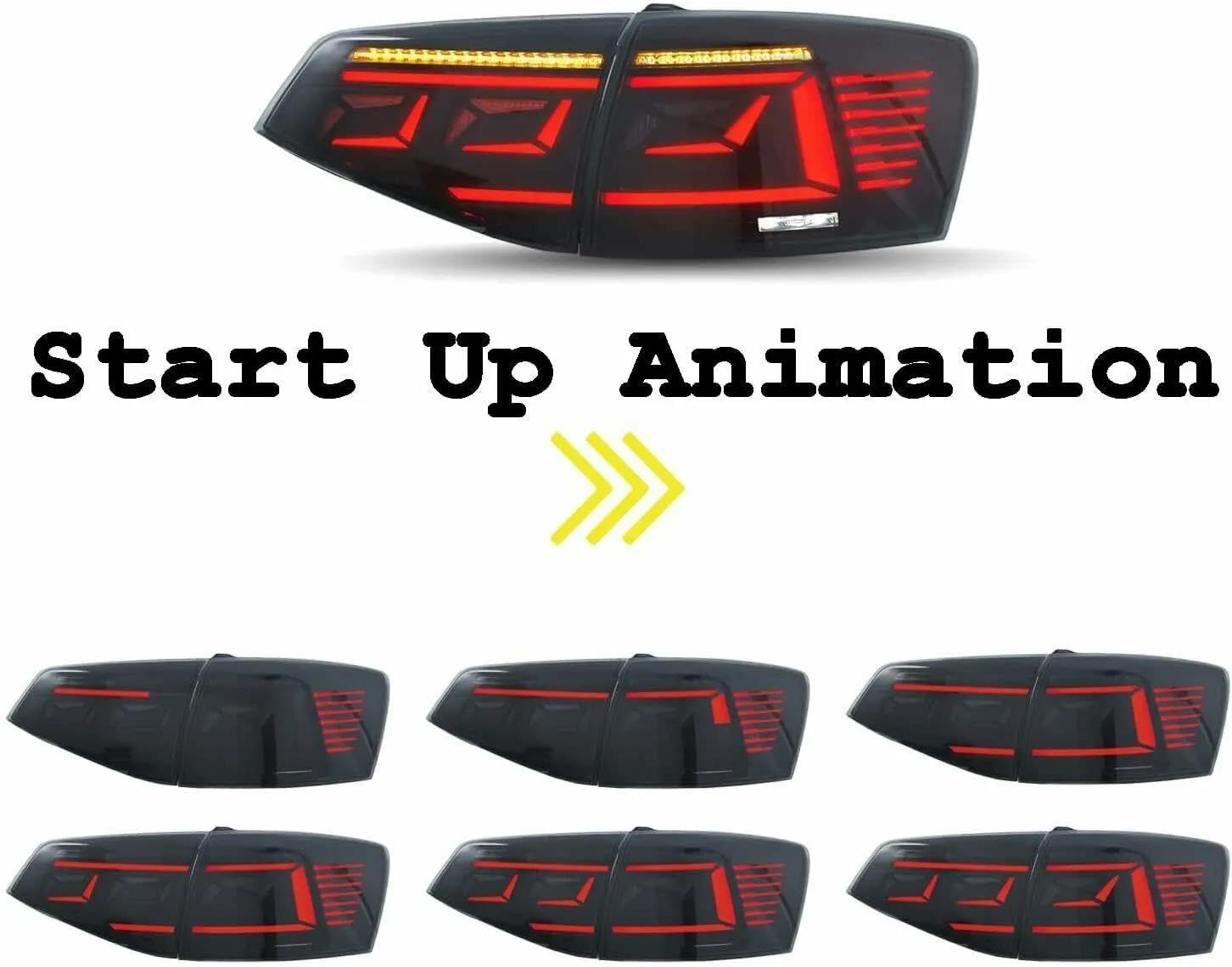 Feu Remorque Feux Arrière Ensemble De Feux Arrière LED Pour VW Pour Jetta 2015 2016 2017 2018 MK6 Démarrage Animation Indicateur Séquentiel Ac(Rouge)