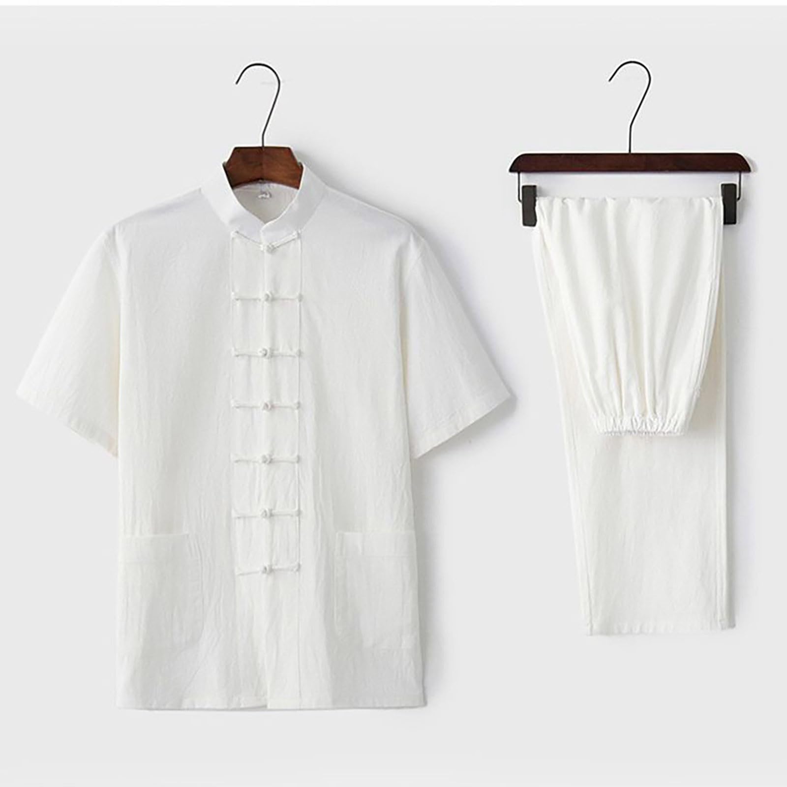 Costume pour homme Style chinois traditionnel Kung Fu, Tai Chi Combinaison en lin 2 pièces Manches longues Coton Lin Chemise et pantalon Léger Respirant Combinaison d'été Loisirs Jogging