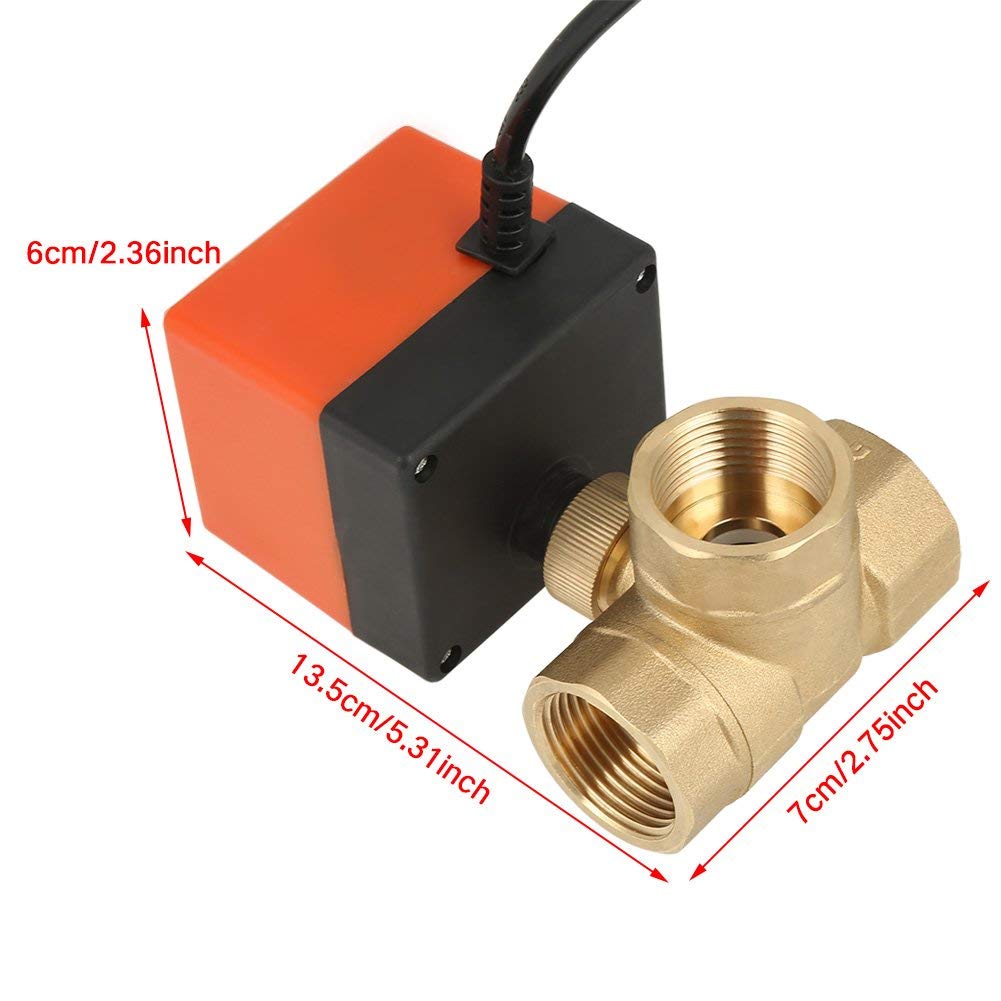 Válvula de Bola Motorizada, Válvula de Bola de Latón DN25 / G1 ", Válvula de 3 Cables Motorizada de 3 Vías DN25 AC 220 V, para Agua, Aire, Aceite y Otros Entornos