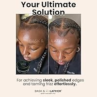 Vista 5 de BASK & LATHER Gel de control de bordes Strong Hold con aceite de ricino, no graso, no descamado, sin yeso blanco, de larga duración, apoya