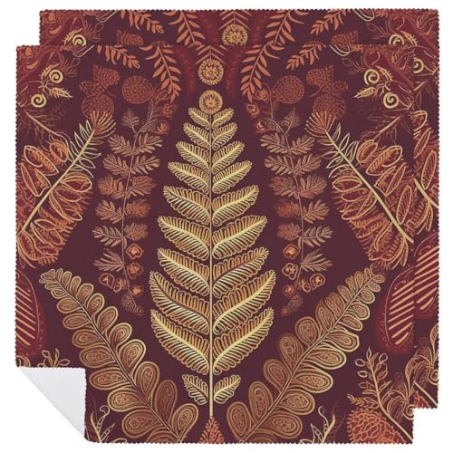 Servilletas de tela con patrón floral maroon gold, pack x2 miniatura 1