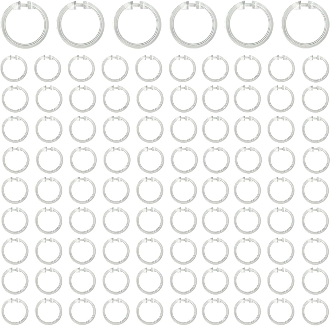Kutesna 96PCS Shower Curtain Hooks, Clear Plastic O-Ring Rings for Bathroom Rods, Heavy Duty Hanging Loops with Smooth Glide, No Tools Installation & Rust-Proof Design