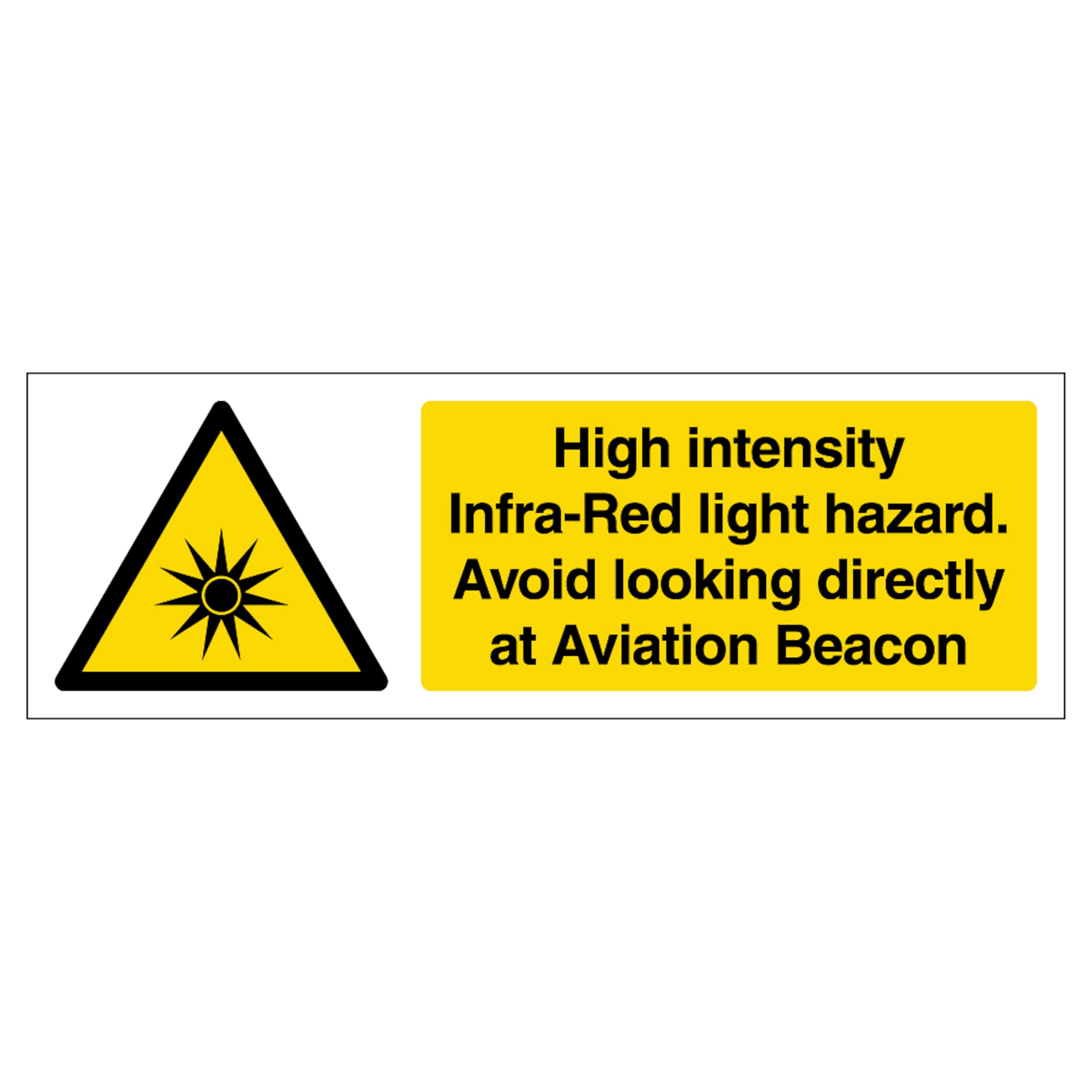 High intensity Infra-Red light hazard - Narrow Landscape 300 x 100 mm - 3mm Brushed Aluminium Composite
