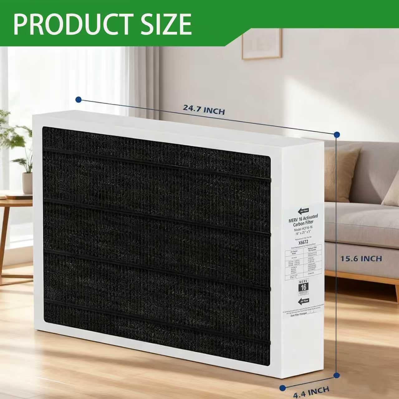 X6672 Healthy Climate MERV16 Furnace Filter 16x25x5 (1 Pack), Compatible with Lennox HCC16-28/Honeywell F25A1043/Carrier EZXCAB016/Trion Air Bear Supreme 1400, Replaces X6670,FC35A1001,EXPXXFIL0016