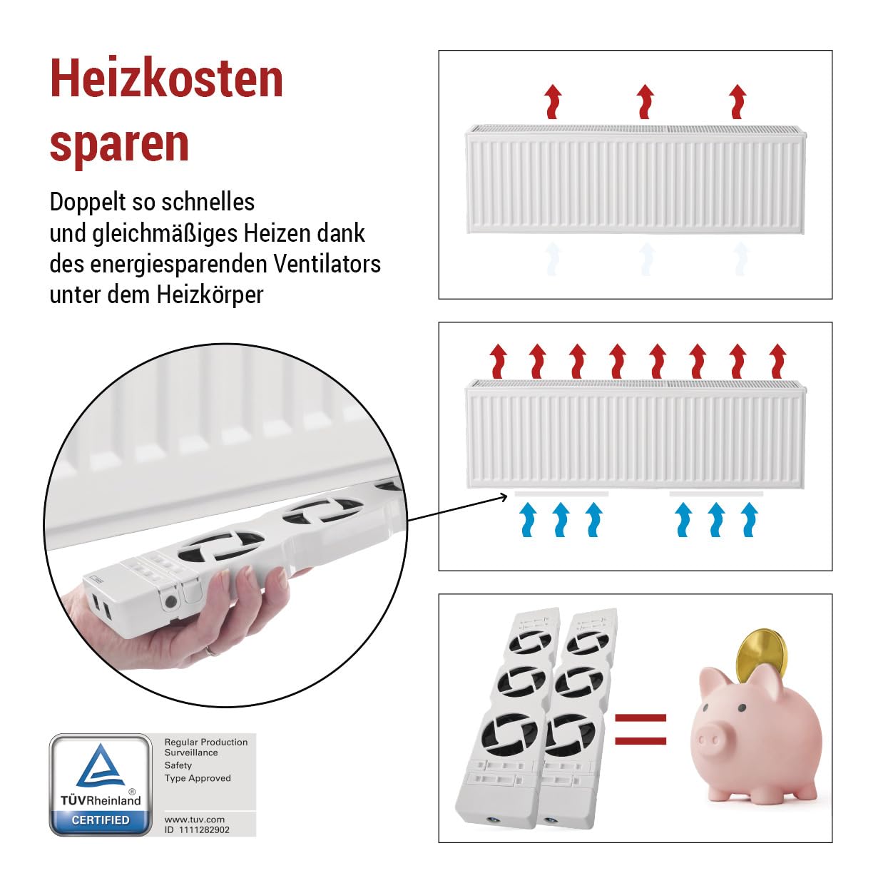EMOS P56PR2 ogrzewanie oszczędzające energię i koszty ogrzewania, zestaw startowy Duo, 2 sztuki dmuchaw grzewczych z czujnikiem temperatury z regulatorem, ładowarką i akcesoriami, natężenie przepływu