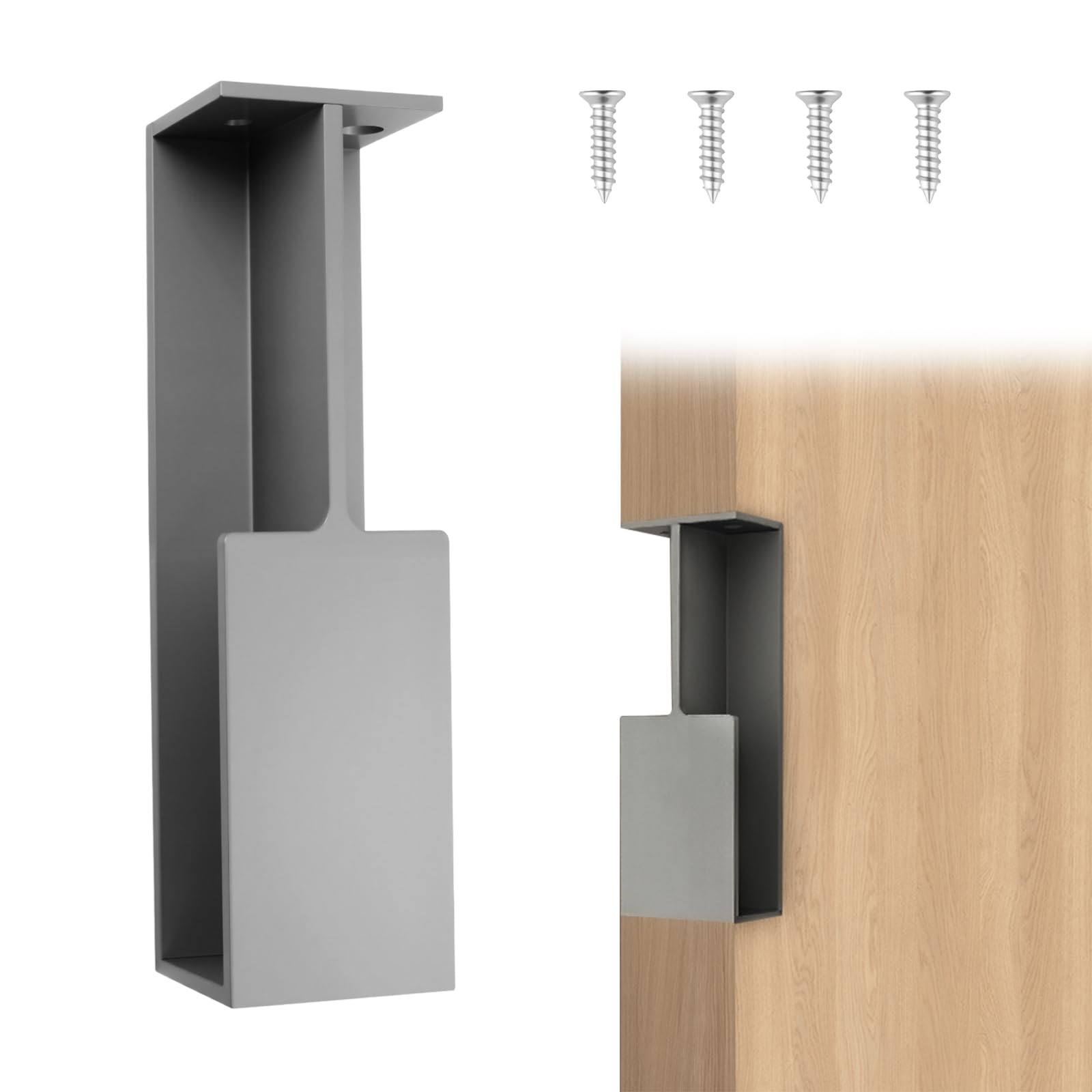 MOROBOR 1 paquete de manijas de puerta de bolsillo, manijas de puerta corredera, herrajes empotrados para dedos, tiradores de borde resistentes para puerta corredera de granero, armario, color gris