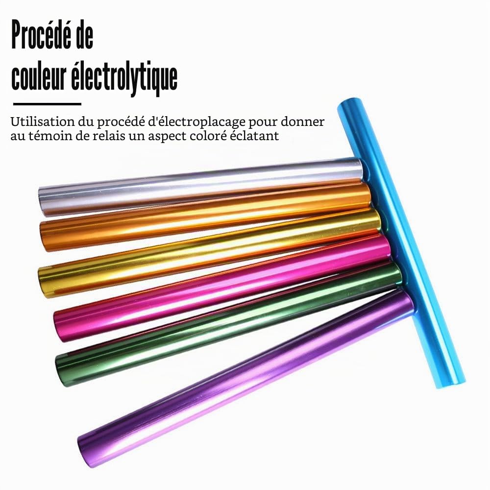 MiOYOOW Bâtons de Relais en Aluminium, 7 Pcs Bâtons de Course d'athlétisme Creux, Bâton de Match de Sprint pour La Pratique des Sports De Plein Air, Entraînement À La Course À Pied