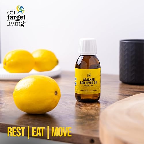 Miniatura 5 de On Target Living Aceite de hígado de bacalao de Alaska, tamaño de viaje, 3.33 onzas, vitaminas A y D de origen natural, sabor a limón orgánico,