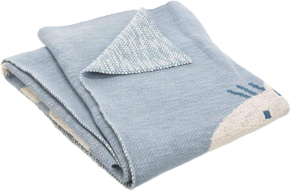 SAFAVIEH Baby Collection Tater Trot Light Blue 32" x 40" Cotton Throw Blanket, 34"x41"