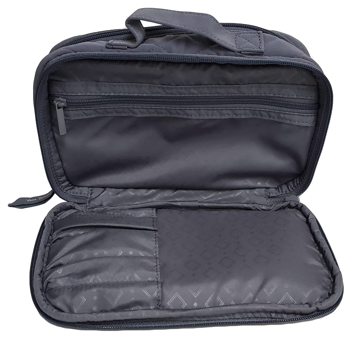 Vera Bradley Trousse de maquillage emblématique pour fard à joues et pinceaux Taille M, Gris carbone., Trousse de maquillage emblématique pour fard à joues et pinceaux Taille M