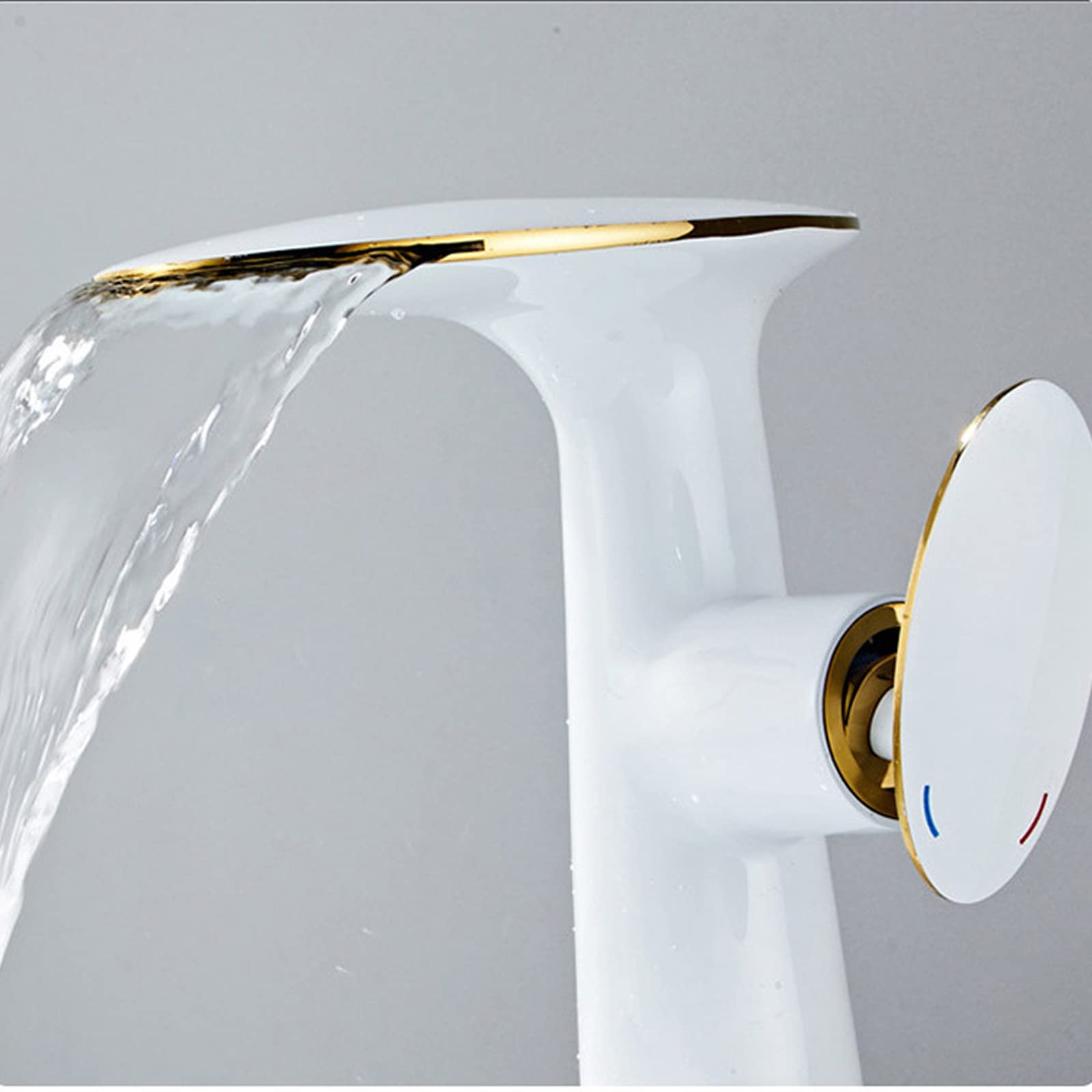 Rubinetto per lavabo a Cascata, Rubinetti per lavabo 1 Foro, Rubinetto per lavabo con Maniglia Singola, Rubinetto per lavabo a Vasca, Rubinetto per lavabo in Oro Bianco per lavabo, Miscelatore per