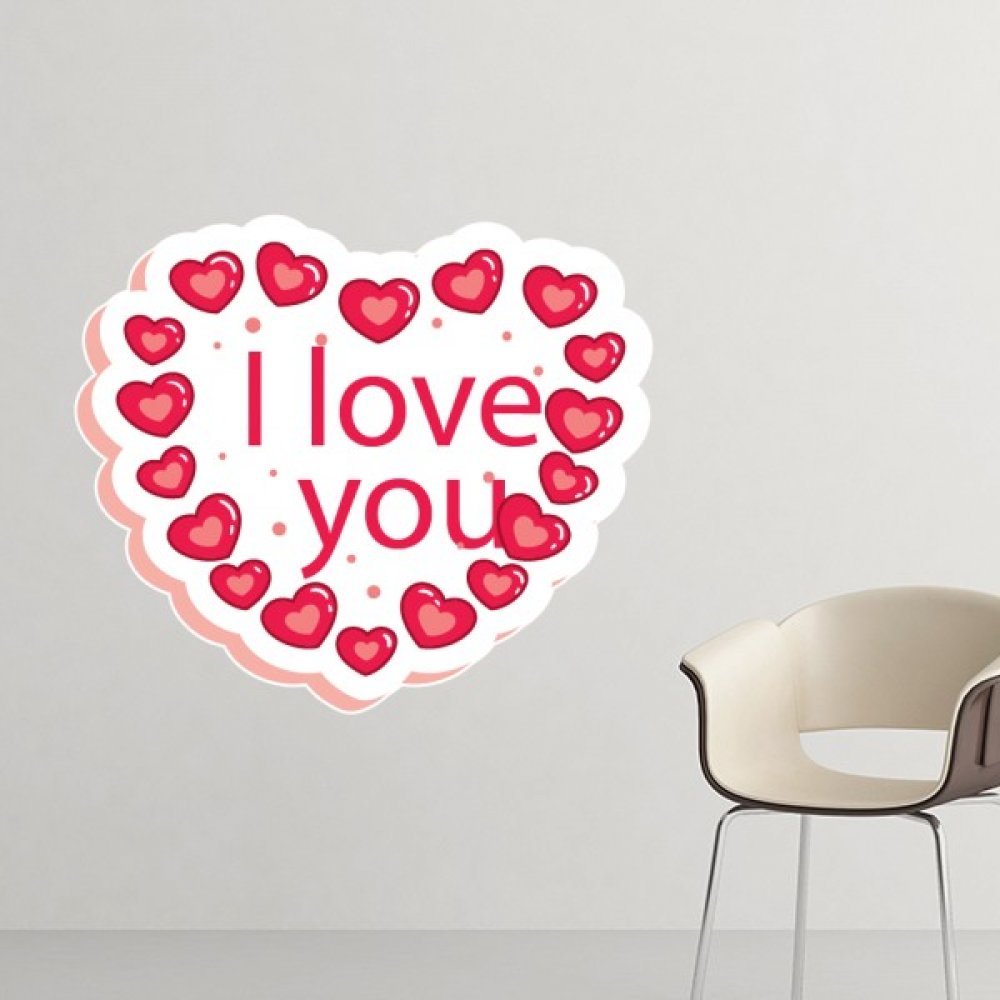 Stickers bricolage papier peint rose - Autocollant mural coeur Je t'aime amovible 10cm