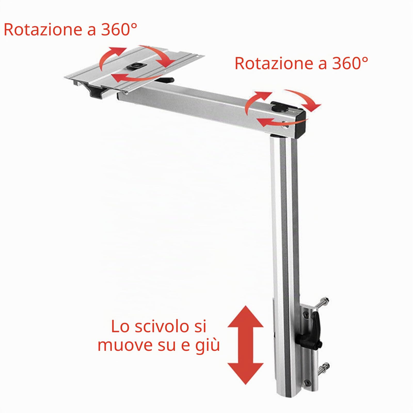 Gambe del tavolo rimovibili, staffe per gambe del tavolo regolabili a 360 gradi, Supporto da tavolo da Tavolo Staffa per mobili fai da te per camper, barca, laptop, camper, pontoni