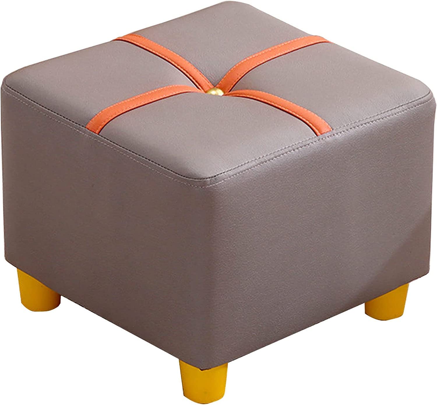 Petit pouf carré gris en tissu tech de 28 cm pour salon