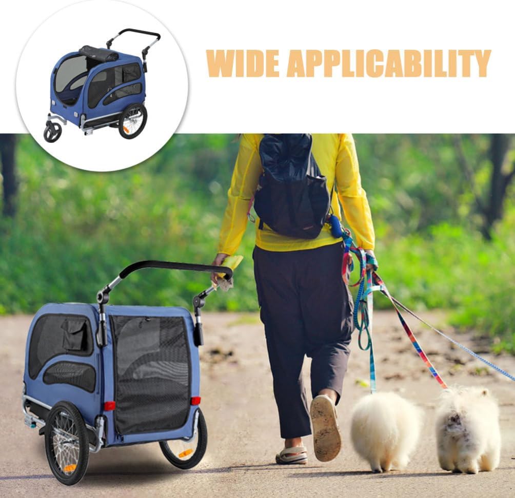 NOLITOY Dog Bike Trailer, Supports up to 100 lbs, Pet Cart Bicycle Carrier, 2 in 1 Folding Carrier with Quick Release Wheels, Reflector, Coupler, Collapsible to Store