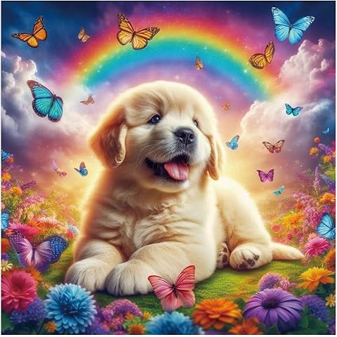 Kulvci Diamond Art Painting Kits for Adults Dog, Diamond Art Kits for Beginners, 5D DIY Full Drill Gem Craft for Home Decor Gift 12x12inch