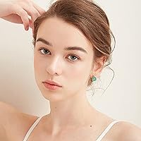 Vista 26 de Jade Earrings Studs,Green Jade Earrings for Women,925 Sterling Silver Earrings Studs for Sensitive Ears,Handmade Jade Earrings for Birthday