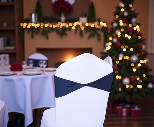 MDS - Paquete de 10 bandas elásticas de elastano para silla, lazos para silla, sin hebilla, para decoración de bodas y eventos, bandas deslizantes