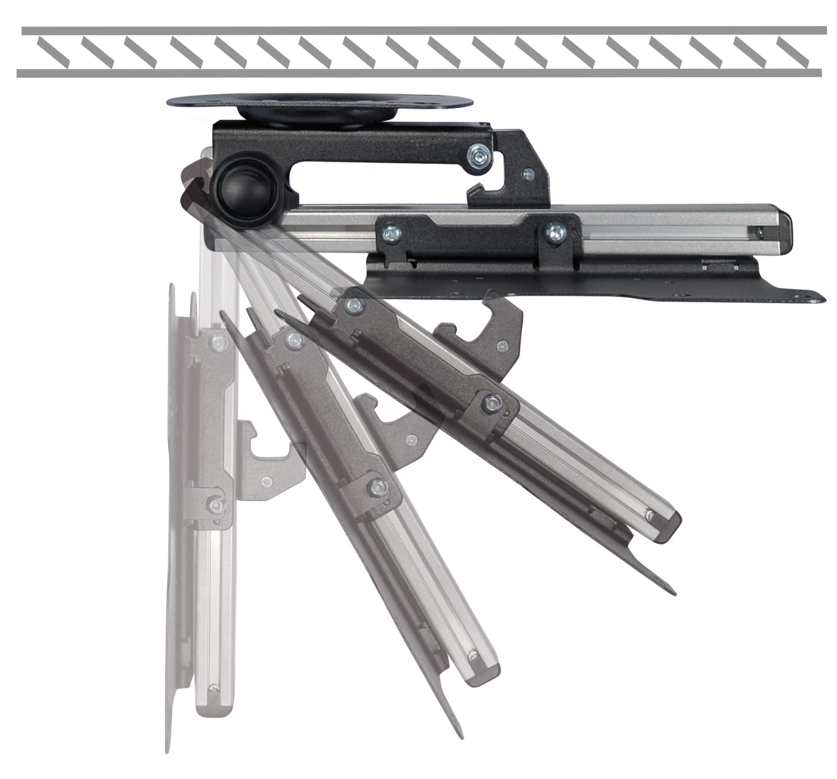 mywall HL12L TV Wand-/-Deckenhalterung 43,2cm (17") - 94,0cm (37") zum Unterbau unter Hägeschränken Einbau in Wohnwagen Installation unter Schrägdecken Neigbar + Schwenkbar Tragkraft 20 kg