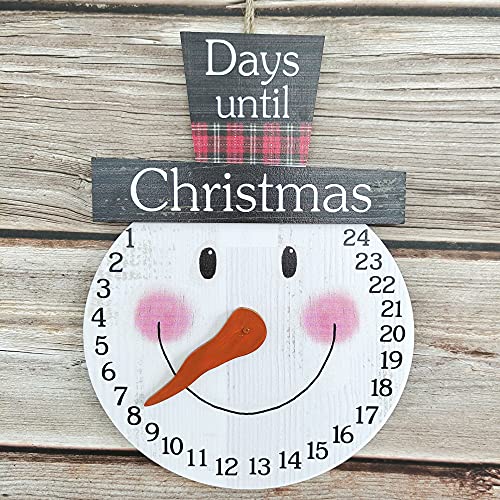 Calendrier de l'Avent de Noël, Père Noël, bonhomme de neige, décorations de Noël en bois avec compte à rebours de 24 jours pour Noël, vacances, décoration de porte, fournitures de fête Cover
