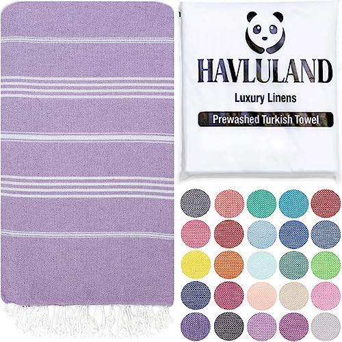 HAVLULAND Turkish Beach Towel, Oversized 40" x 72", 100% Cotton - Lilac