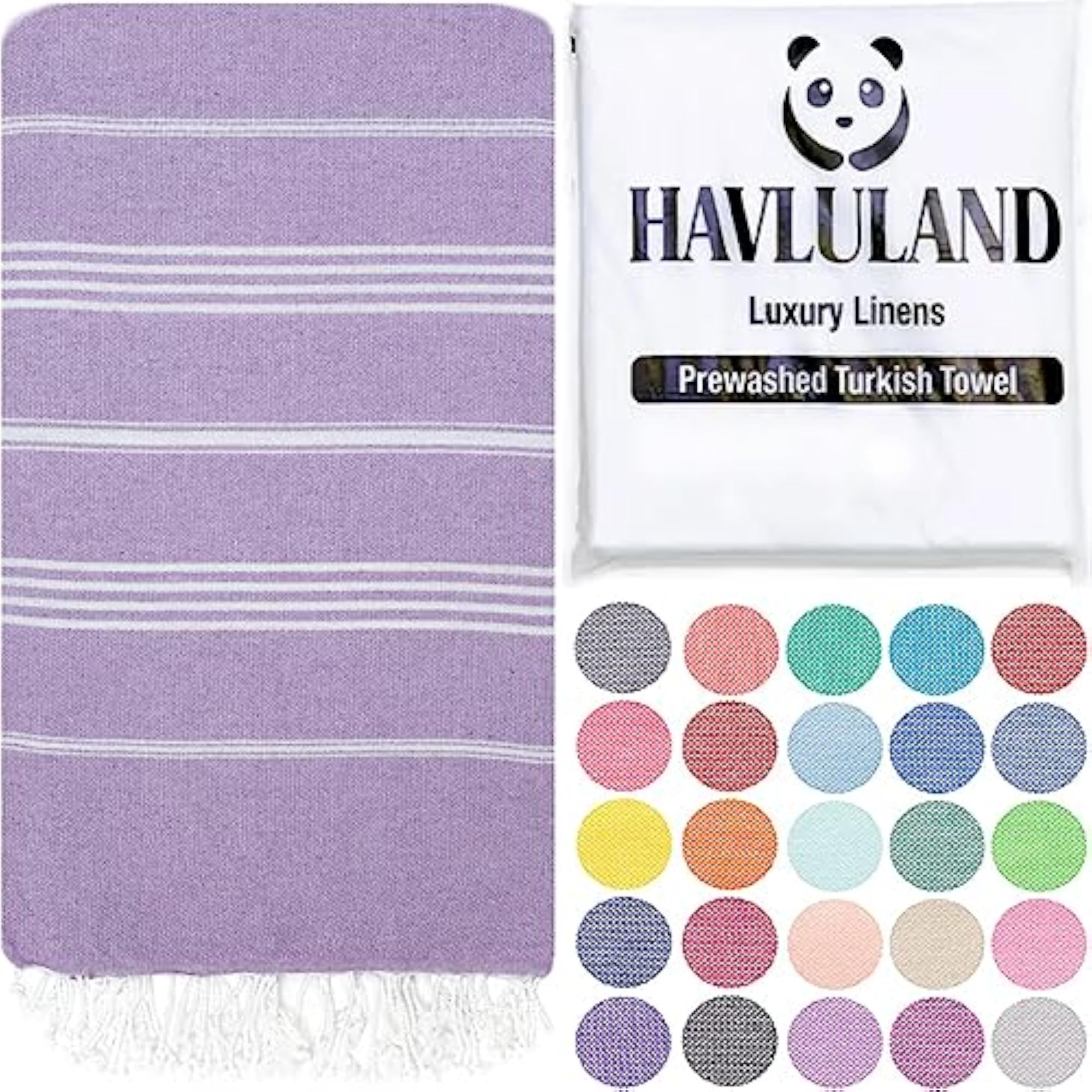 100% Turkish Cotton Bath Beach Hammam Towel Set, Lilac