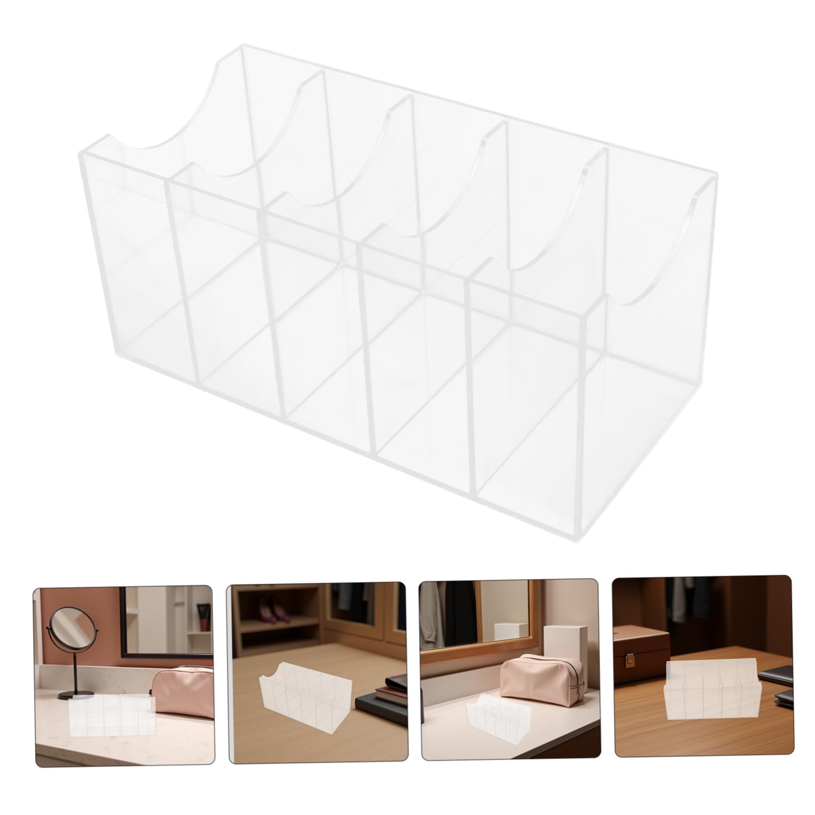 PRETYZOOM Pezzi Organizer Porta a 2 Acrilico, Scatola Trasparente 5 Scomparti Display Antipolvere Salvaspazio, per Cintura e Cinture Armadio e Cassetto, per Cinture e Cravatte