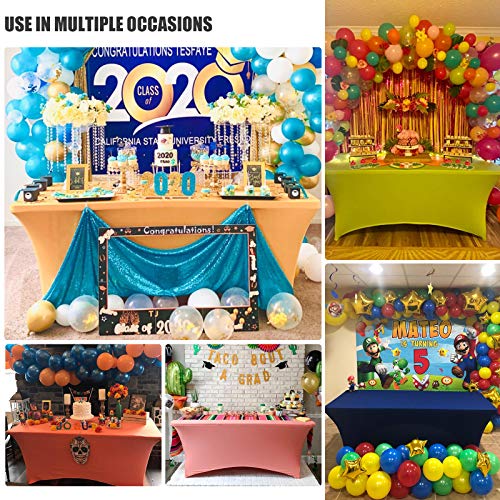 Separo - 2Pack, 6Ft Spandex Table Cover Fitted Rectangular Tablecloth Stretchable Fabric Lycra Tablecloth 6 Ft Wrinkle-Free For Party Dj Tradeshows Banquet Weddings Cocktail, 2 Pcs #TOP4