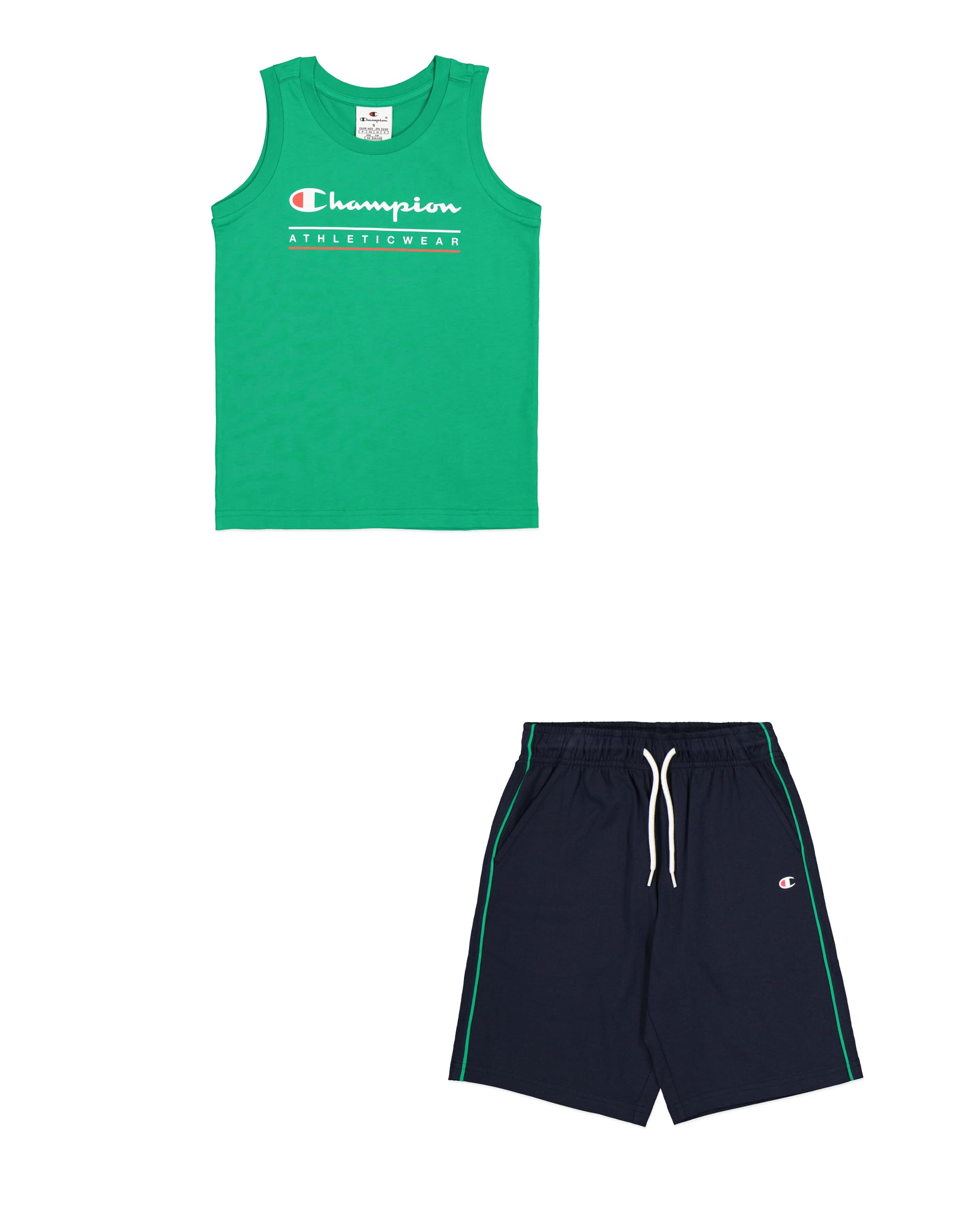 Champion Boy's Legacy Boy - Conjunto gráfico de cuello redondo sin mangas con logotipo, verde (GS130), XXL, Verde (GS130), 15-16 Años