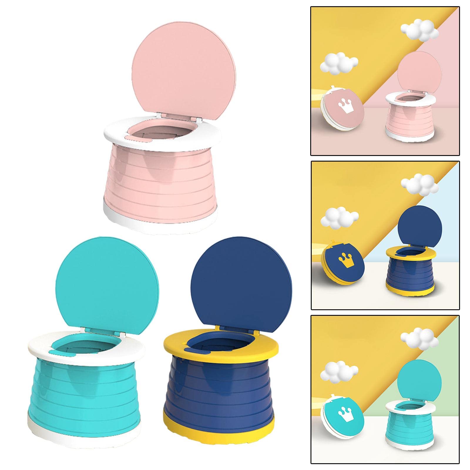 Toilet Portátil Infantil Asiento Plegable para Entrenamiento de Niños Viaje Silla de Camping Reutilizable Fácil de Limpiar Adecuado para Viajes, Rosa, tal como se describe