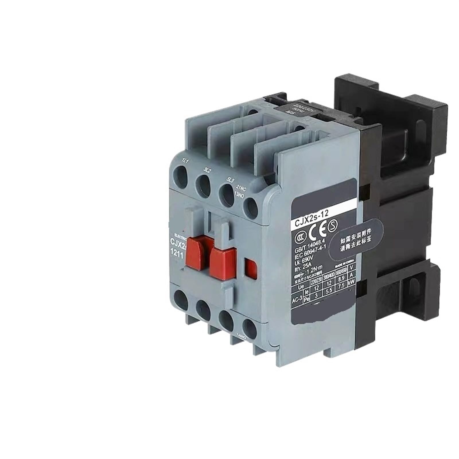 Contacteur CA CJX2s-1211 tripolaire 12 A avec bobine 380V pour armoire industrielle