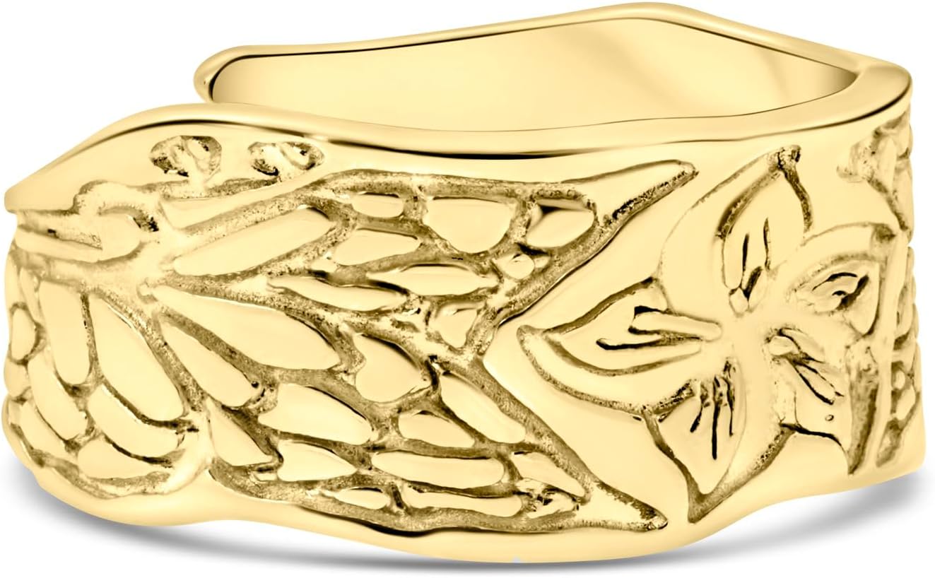 Adjustable Flower Ring - 14K Gold Plated over 925 Sterling Silver Customizable Spiral Ring, Dainty Flexible Flower Ring, Wrap and Fit to Every Finger, Handmade Jewelry Rings for Women - Image 3