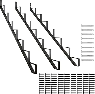 DIYHD Steel Stair Riser 7 Step Stair Stringer for Deck Height 58in,Powder Coated Black,MAX Load Capacity:500lbs,3pcs