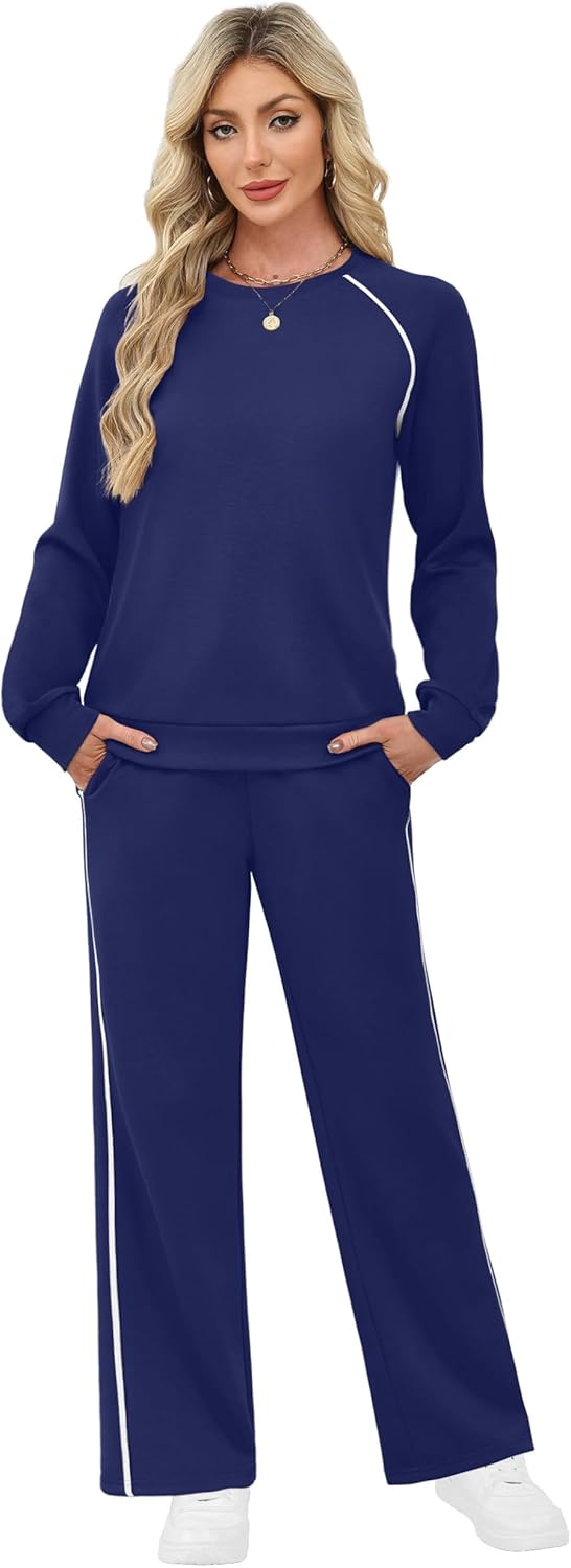 Sampeel Women 2 Piece Lounge Sets Sweatsuit Fall Outfits Matching Wide Leg pants Set Tracksuit Trendy Clothes - Image 3