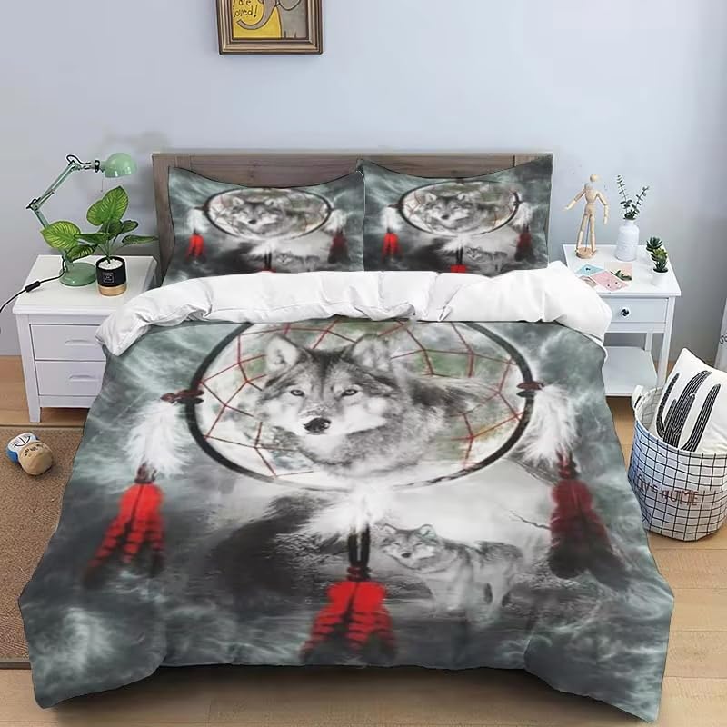Housse de couette 240x260 loup zippée pour changer votre lit sans effort