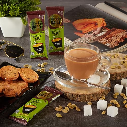 Image of Chaizup Daily 1 Min Instant Elachi Premix Tea - 30 Sachets (No Sugar) | Elachi Flavours | 30 Servings | 270g