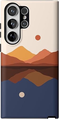 Casely Funda para Galaxy S23 Ultra Los opuestos se atraen Funda esencial de día y noche con bloques de color, montañas y Galaxy S23 Ultra