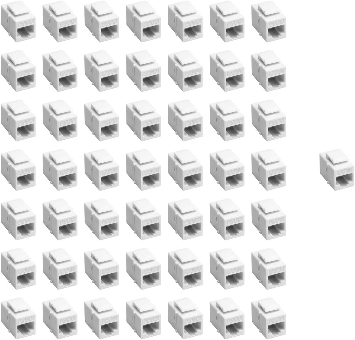 Cat6 Keystone Jack, 50Pack Female to Female RJ45 Couplers Compatible with Cat7/6/6e/5/5e Ethernet Devices -White