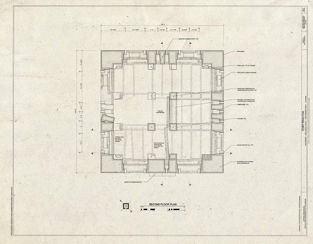 Historic Pictoric Blueprint Second Floor Plan Fort Proctor, Lake