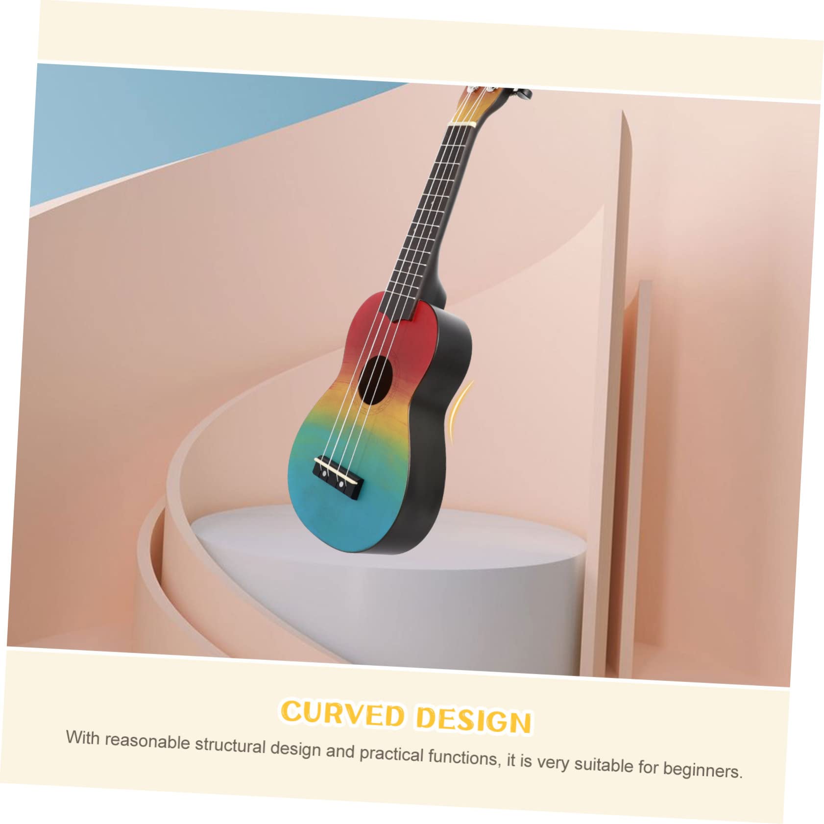 TOYANDONA Ukulele in Legno Naturale Per Principianti Strumento Musicale Giocattolo Chitarra Design Unico