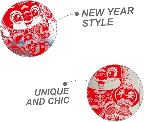 Miniatura 3 de HOLIDYOYO 2 pares de calcomanías de ventana de año nuevo chino, festival de primavera, estática, color rojo, calcomanías para ventana de Año Nuevo