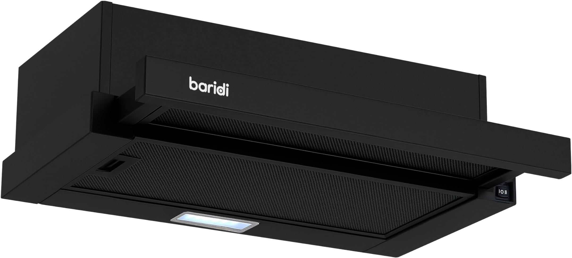 Baridi 60cm Telescopic Cooker Hood with Aluminium Filters, Black Undercounter Extractor Fan - DH287