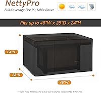 Vista 2 de NettyPro Cubierta Rectangular Impermeable para Fogata al Aire Libre para Mesa de Fogata de Gas Propano Rectangular, 48 x 28 x 24 pulgadas, Negro