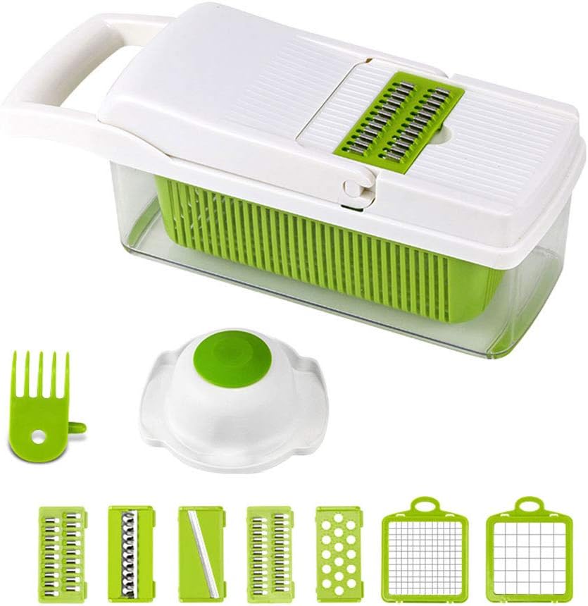 tooloflife Vegetable Chopper, 13 in 1 Food Chopper, Mandoline Food Vegetable Slicer, Multifunctional Vegetable Chopper and Slicer, Dicing Machine, Kitchen Gadgets Sets with Container(White)