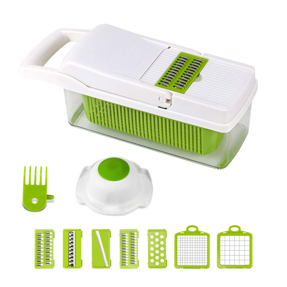 Tagliaverdure 13 in 1, tritatutto per verdure e cipolle, affettatrice mandolino e tritacarne alimentare, multifunzione per insalata di verdure, insalata di frutta